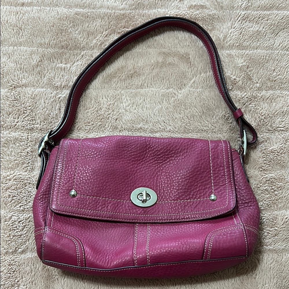Pink Coach Leather Shoulder Bag